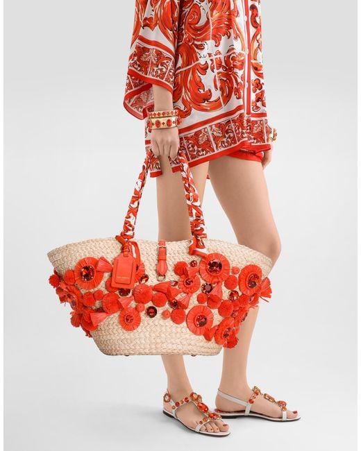 Dolce & Gabbana Red Coffa Capri Bag With Embroidery
