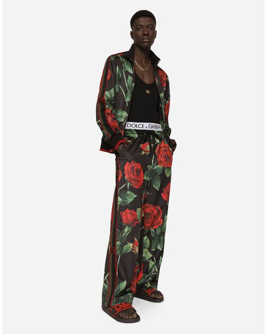 Dolce & Gabbana Sweatshirt mit Reißverschluss Funktionsjersey Rosenprint in Multicolor für Herren