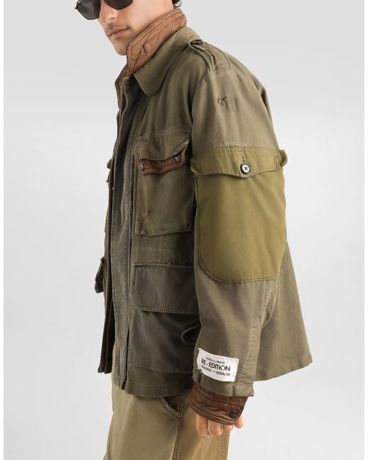 Dolce & Gabbana Green Cotton And Lambskin Jacket for men
