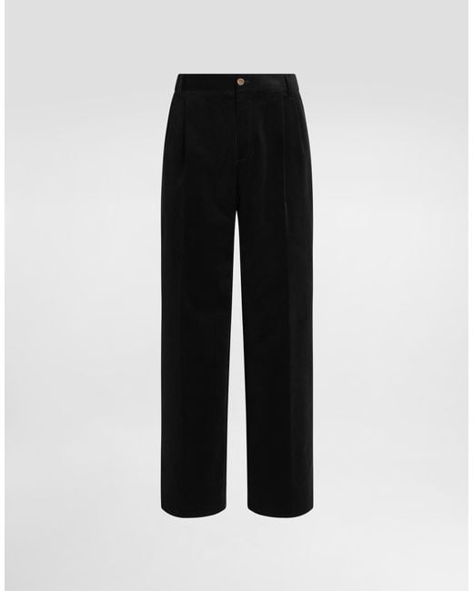 Dolce & Gabbana Black Velvet Trousers for men