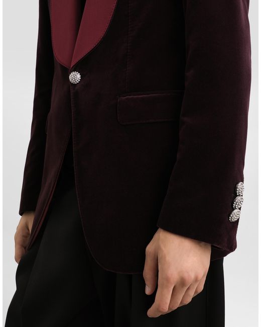 Dolce & Gabbana Purple Velvet Embellished Tuxedo Jacket for men