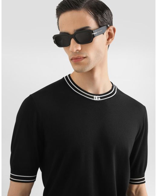 Dolce & Gabbana Black Silk Pullover for men