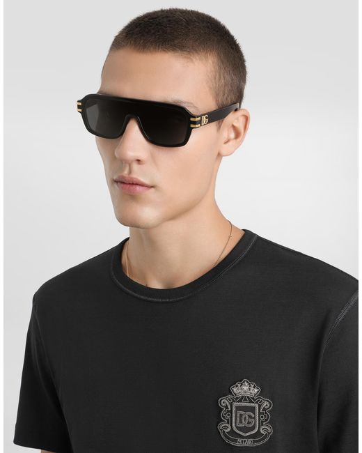 Dolce & Gabbana Black T-Shirt With Heraldic Patch for men