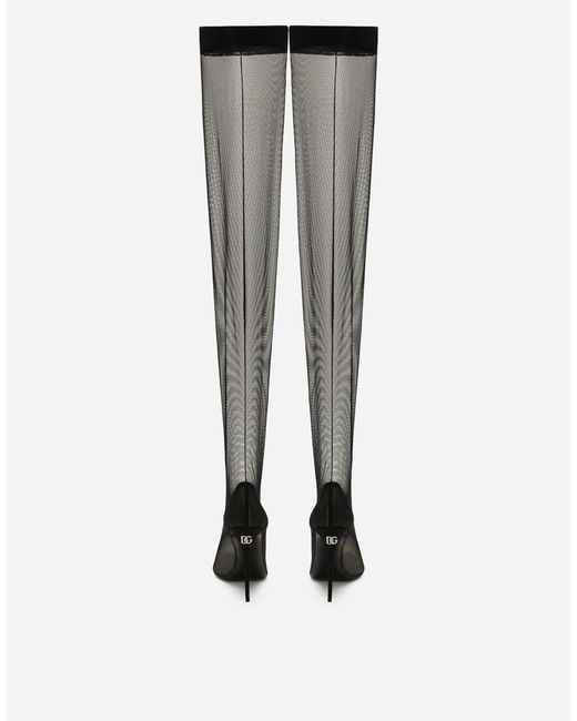 Dolce & Gabbana Black Kim Dolce&gabbana Stretch Tulle Thigh-high Boots