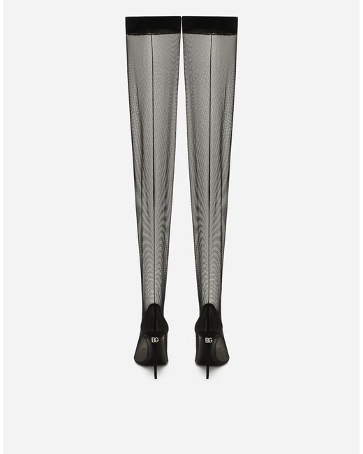 Dolce & Gabbana Black Kim Dolce&gabbana Stretch Tulle Thigh-high Boots
