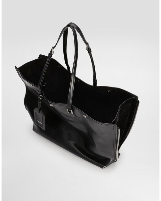 Dolce & Gabbana Black Atene Calfskin Shopping Bag for men