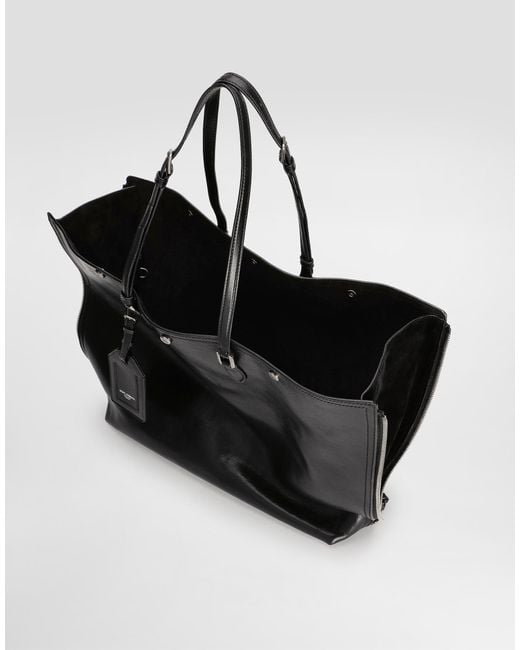 メンズ Dolce & Gabbana Atene Calfskin Shopping Bag Black