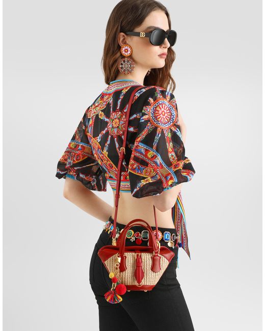 Dolce & Gabbana Red Raffia Coffa Capri Bag
