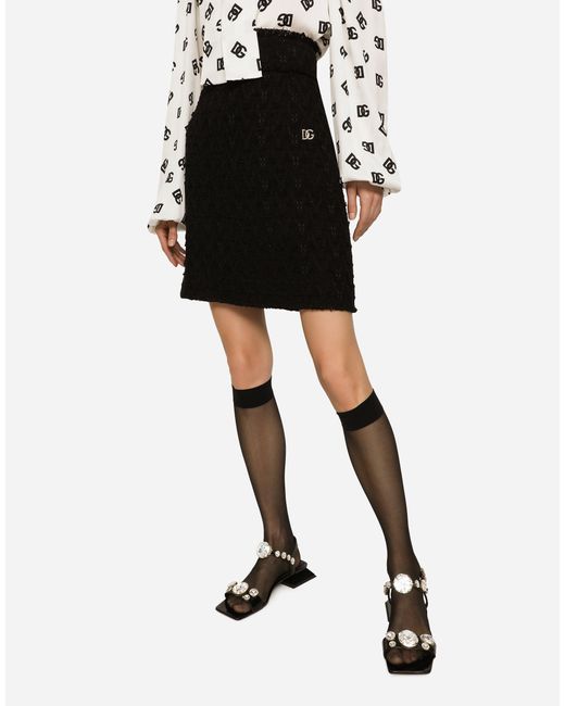 Dolce & Gabbana スカート ラシャ サイドスリット Black
