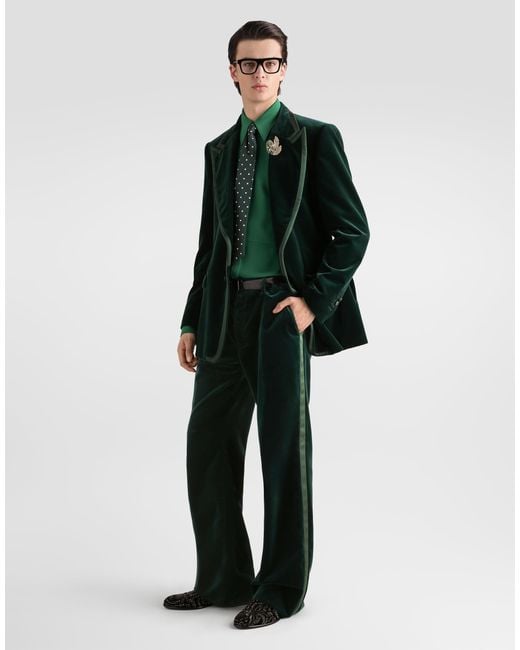 Dolce & Gabbana Green Velvet Trousers for men