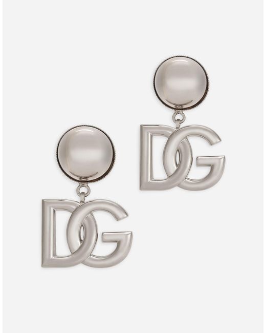 Clip-on Earrings With Dg Logo Dolce & Gabbana en coloris White