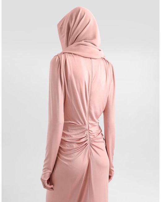 Dolce & Gabbana Pink Viscose Jersey Long Dress