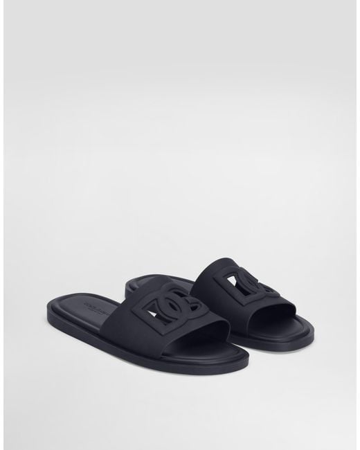 Dolce & Gabbana Blue Rubber Beachwear Slides for men
