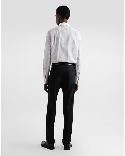 Dolce & Gabbana White Striped Poplin Martini Shirt for men