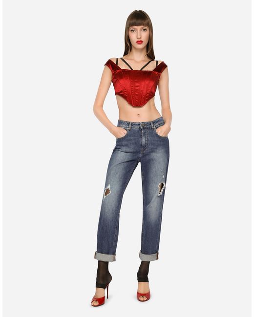 Dolce & Gabbana Blue Boyfriend Jeans With Rips