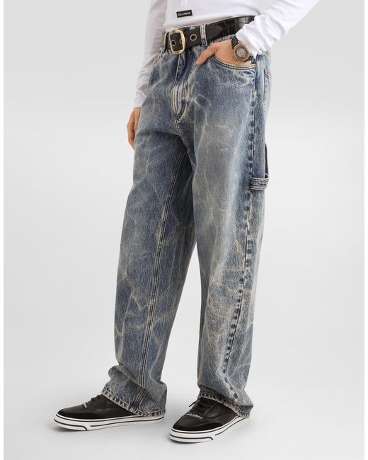 Dolce & Gabbana Gray Denim Trousers for men