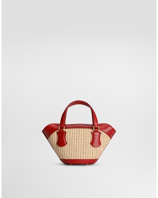 Dolce & Gabbana Red Raffia Coffa Capri Bag
