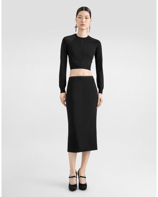 Dolce & Gabbana Cropped Viscose Sweater Black