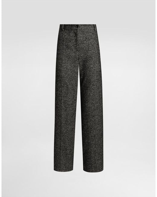 Pantalón De Lana Elástica En Chevrón Dolce & Gabbana de color Gray