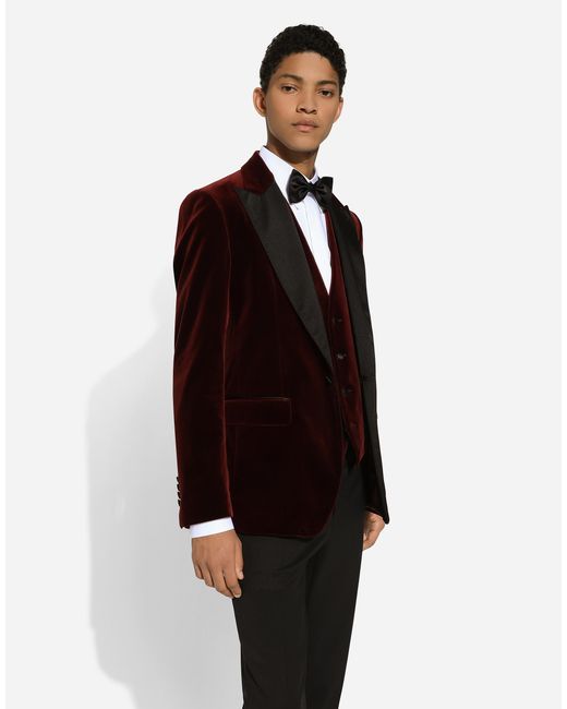 Dolce & Gabbana Brown Velvet Tuxedo Jacket for men