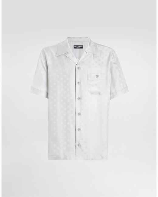 メンズ Dolce & Gabbana Dgロゴ ジャカード アロハシャツ White