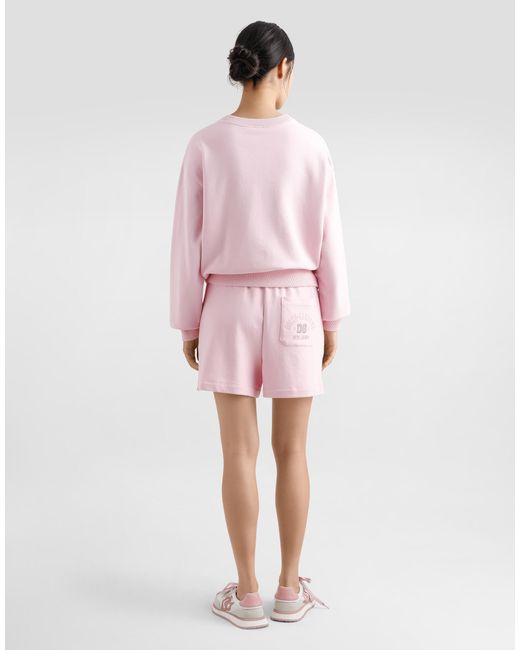 Dolce & Gabbana Pink Jersey Sweatshirt With Raised Dg Embroidery