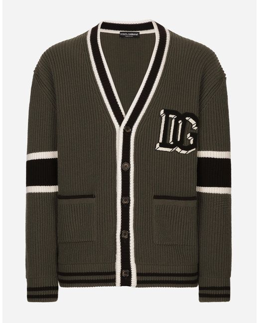 Dolce & Gabbana Wollcardigan Patentmuster Mit Dg-Logopatch in Black für Herren