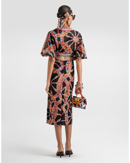 Dolce & Gabbana White Carretto-Print Batiste Top