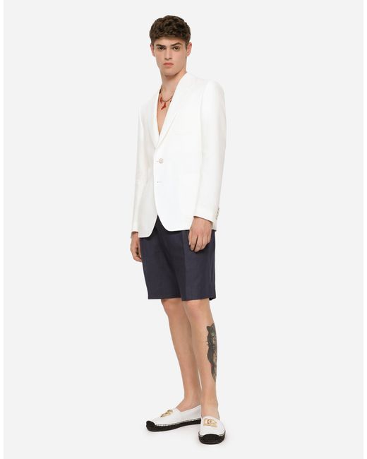 Dolce & Gabbana Blue Linen Shorts for men