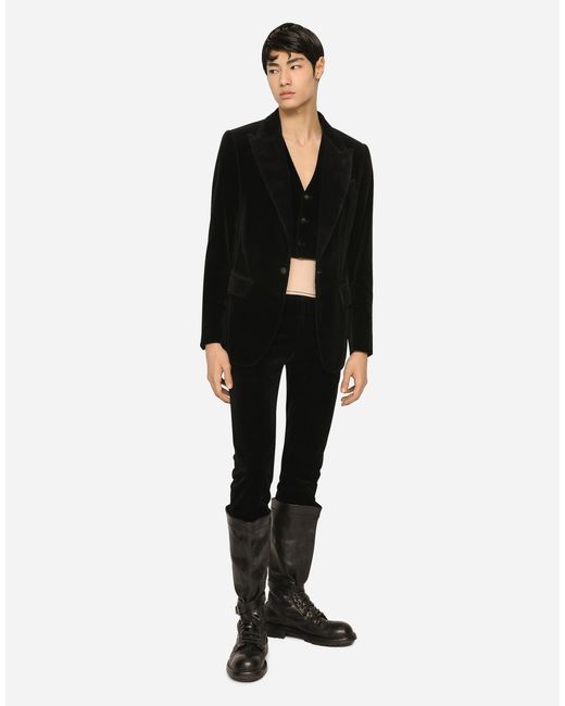 メンズ Dolce & Gabbana シングルブレストスーツ スムーズベルベット Black