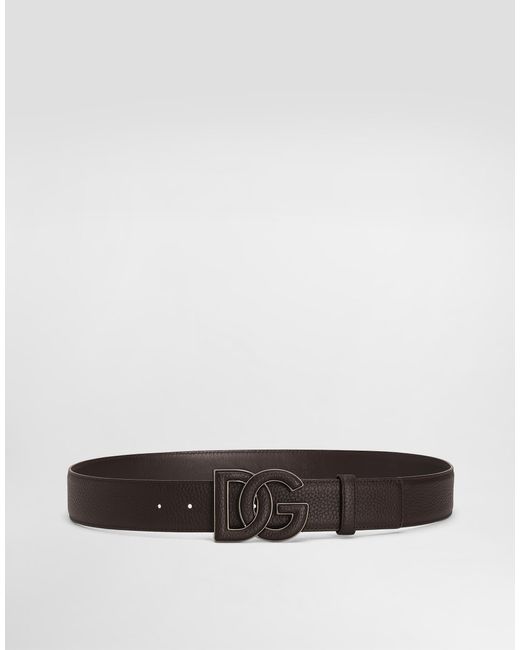 Dolce & Gabbana White Deerskin-Print Calfskin Belt With Logo Print for men