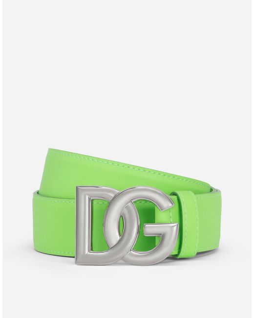 Dolce & Gabbana Gürtel aus Kalbsleder mit DG-Logo in Green für Herren
