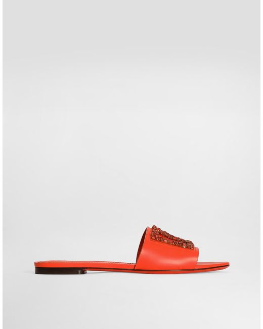 Dolce & Gabbana Red Flat Slides