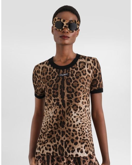 Dolce & Gabbana Multicolor Leo- Jersey T-Shirt