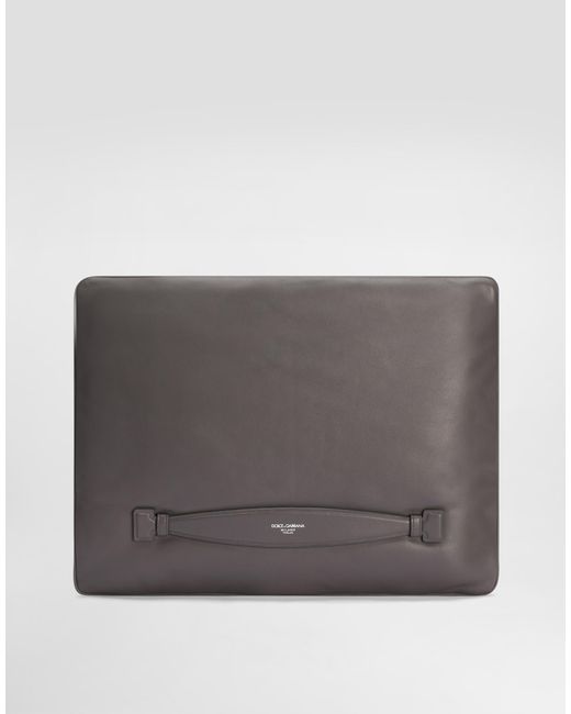 Dolce & Gabbana Pouch Bag Aus Kalbsnappaleder in Gray für Herren