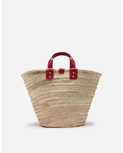 Kendra Coffa Bag In Straw With Thread Embroidery di Dolce & Gabbana in  Rosso | Lyst