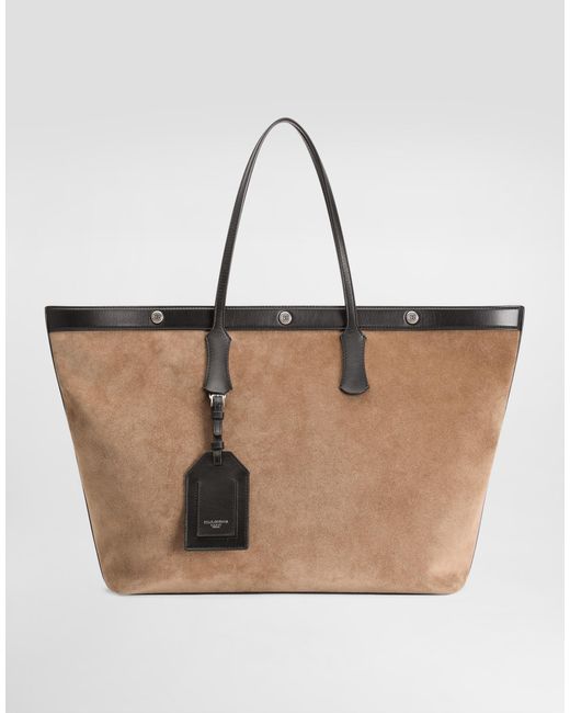 Dolce & Gabbana Natural Atene Split Calfskin And Leather Shopping Bag for men