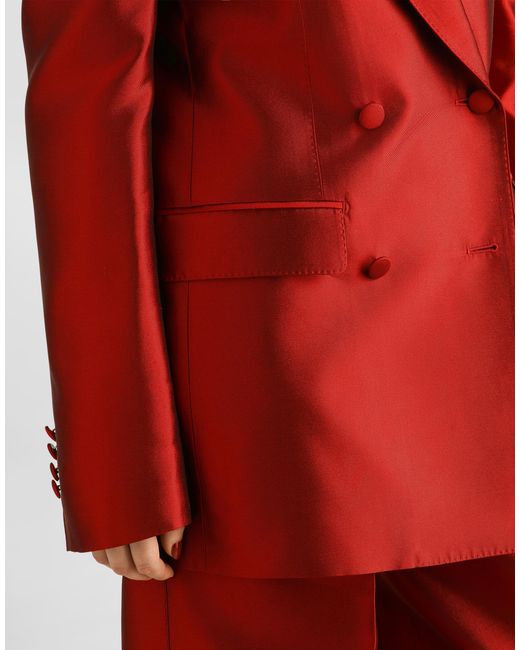 Dolce & Gabbana Red Double-Breasted Mikado Jacket