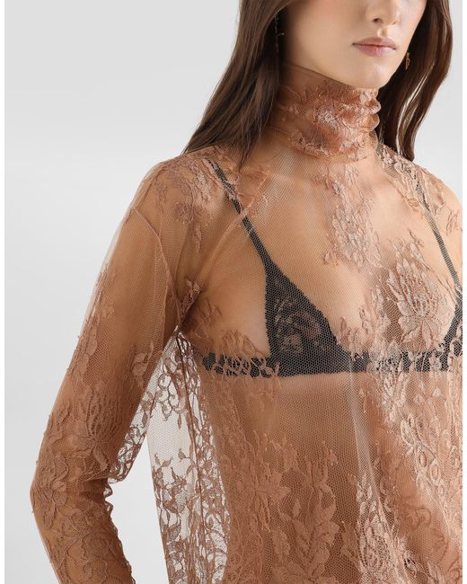 Dolce & Gabbana Natural Chantilly Lace Blouse