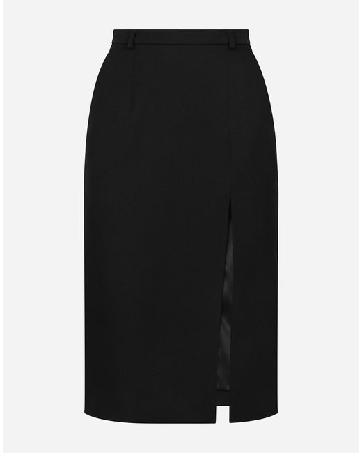Dolce & Gabbana ウールギャバジン ロンゲット スカート Black