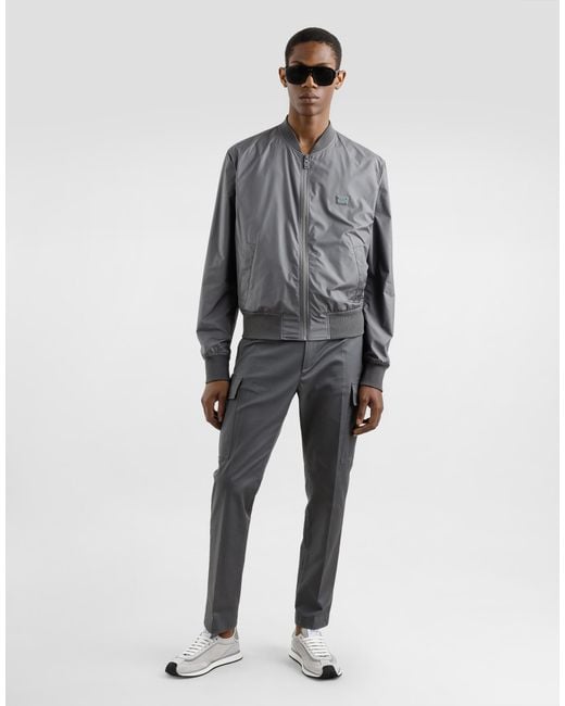Bómber De Tejido Técnico Con Placa Dolce & Gabbana de hombre de color Gray