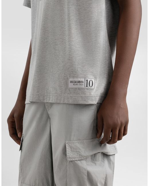 Camiseta De Algodón Con Logotipo Dolce & Gabbana de hombre de color Gray