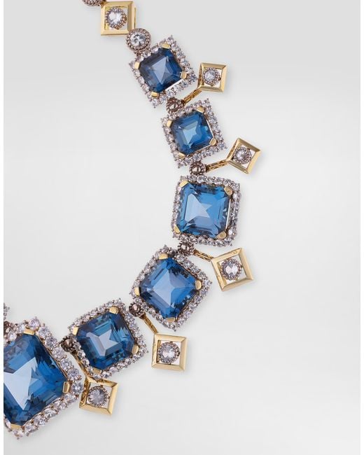 Dolce & Gabbana Blue Eleganza Necklace 18-Carat And, Topazes, And Sapphires