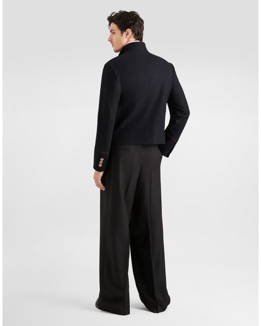 Dolce & Gabbana Black Double-Breasted Wool Frock Coat for men