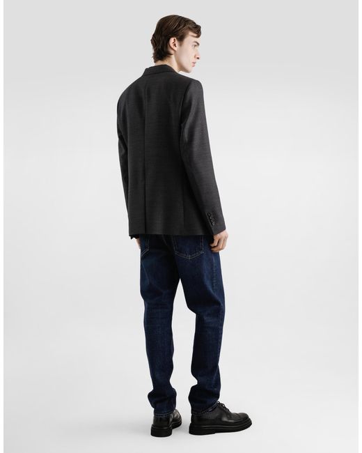 Dolce & Gabbana Gray Single-Breasted Taormina Wool Jacket for men