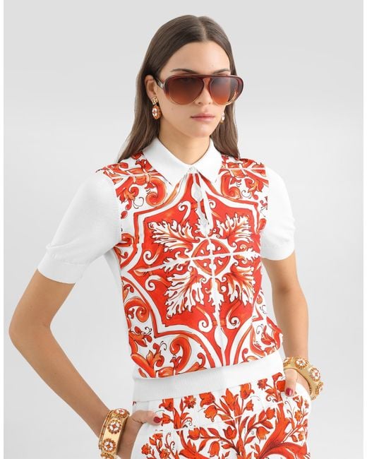 Dolce & Gabbana Red Polo M/C Anni 50