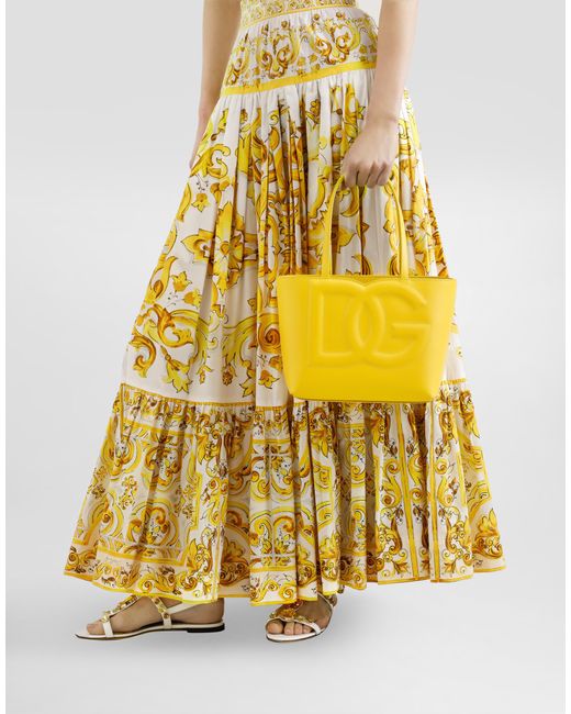 Dolce & Gabbana Yellow Kleiner Shopper Dg Logo Bag Aus Kalbsleder