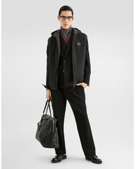 Dolce & Gabbana Black Portofino Double-Breasted Jersey Jacket for men