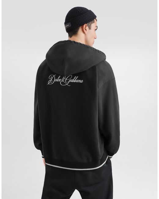 Dolce & Gabbana Black Cotton Hooded Sweatshirt for men