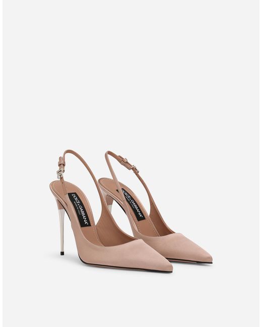 Slingbacks En Satin Dolce & Gabbana en coloris White